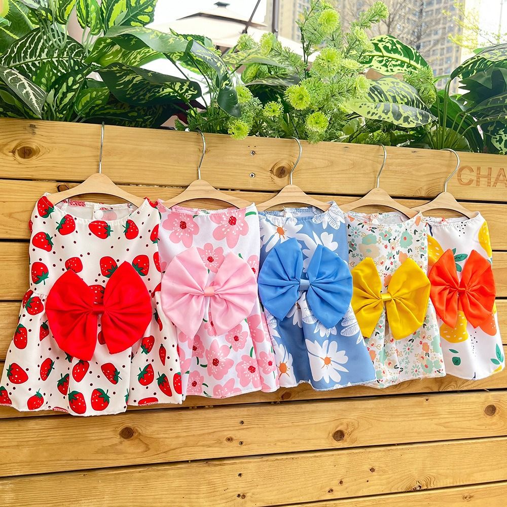 Romper Floral Print - 통기성 좋은 꽃무늬 고양이 강아지 드레스