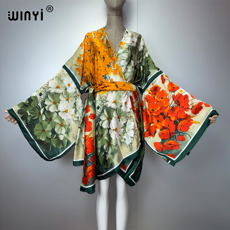 Cover Up Kaftan - WINYI 여름 kimonosilk 느낌 짧은 카디건